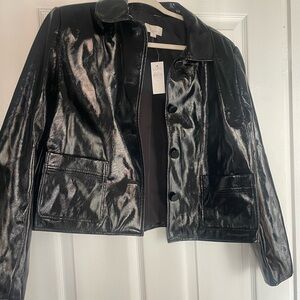 LOFT Glossy Black Leather Jacket